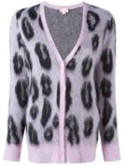 Giamba Leopard Print Cardigan, Women's, Size: 42, Pink/purple, Polyamide/mohair/wool/virgin Wool