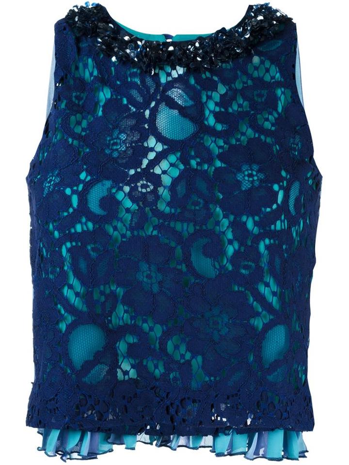 Msgm Pleated Back Lace Top