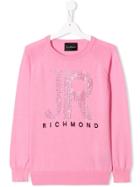 John Richmond Junior Rhinestone Logo Sweatshirt - Pink