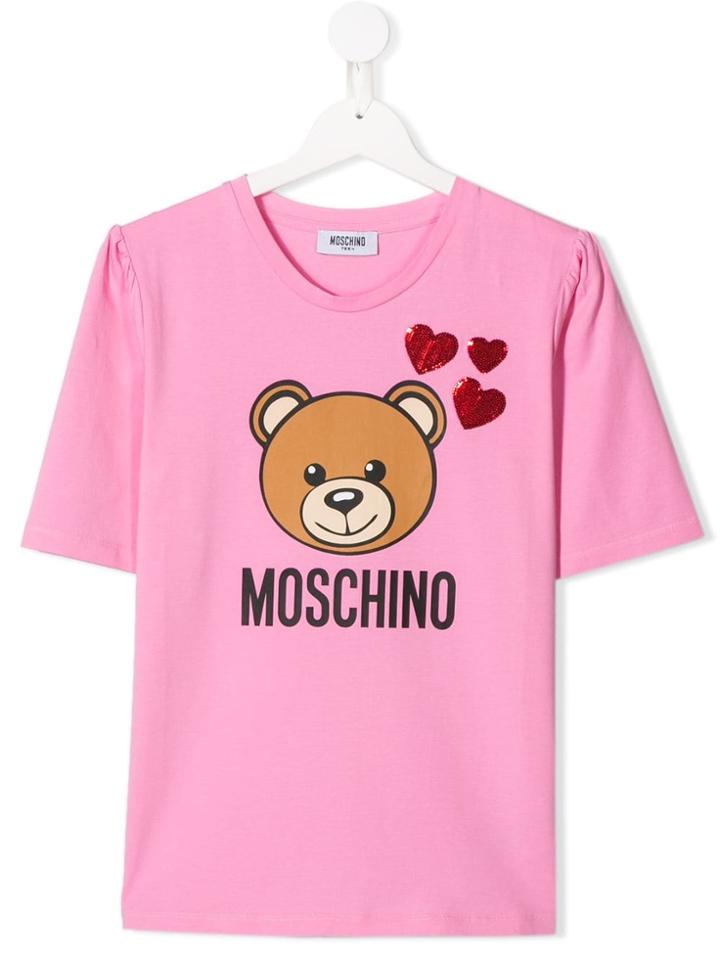 Moschino Kids Heart Appliqué Toy T-shirt - Pink