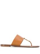 Tory Burch Round Plaque Sandals - Brown