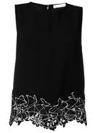 Versace Collection Lace Hem Tank Top, Women's, Size: 40, Black, Polyester