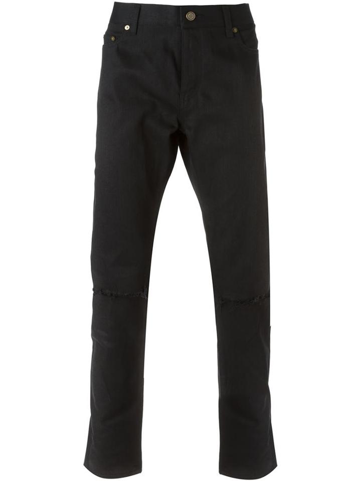 Saint Laurent Ripped Skinny Jeans, Men's, Size: 31, Black, Cotton/spandex/elastane