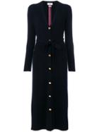 Thom Browne Half-and-half Rib Knit Striped Long Cardigan - Blue