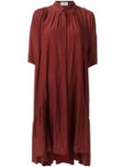 Lanvin - Frilled Hem Shirt Dress - Women - Polyester - 38, Pink/purple, Polyester