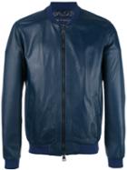 Etro Zipped Bomber Jacket, Men's, Size: Medium, Blue, Silk/cupro/sheep Skin/shearling/polyester