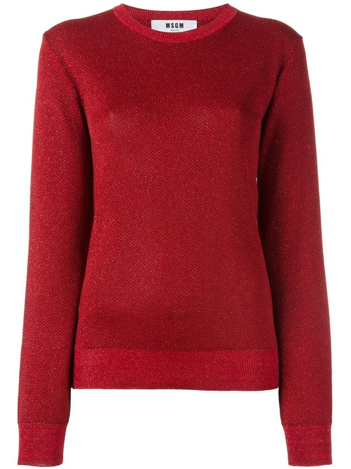 Msgm Crew Neck Jumper, Women's, Size: Medium, Red, Viscose/polyester/polyamide
