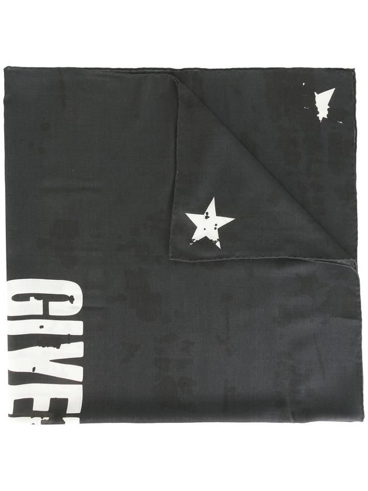 Givenchy Distressed-effect Logo Print Scarf, Men's, Black, Silk/virgin Wool