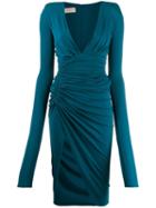 Alexandre Vauthier Plunge Fitted Dress - Blue