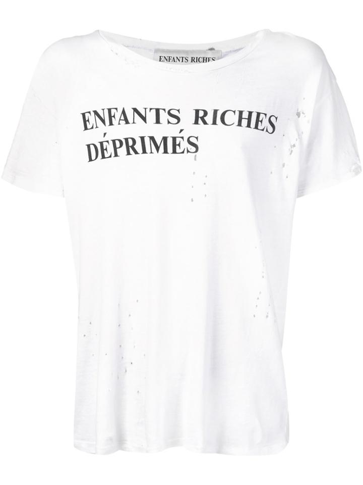 Enfants Riches Déprimés Distressed Logo Print T-shirt - White