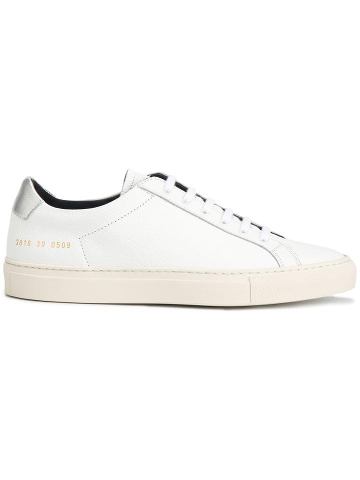 Common Projects White Leather Silver Heel Retro Achilles Sneakers