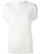 Allude V-neck Shortsleeved Knit Blouse, Women's, Size: Medium, White, Cashmere/virgin Wool