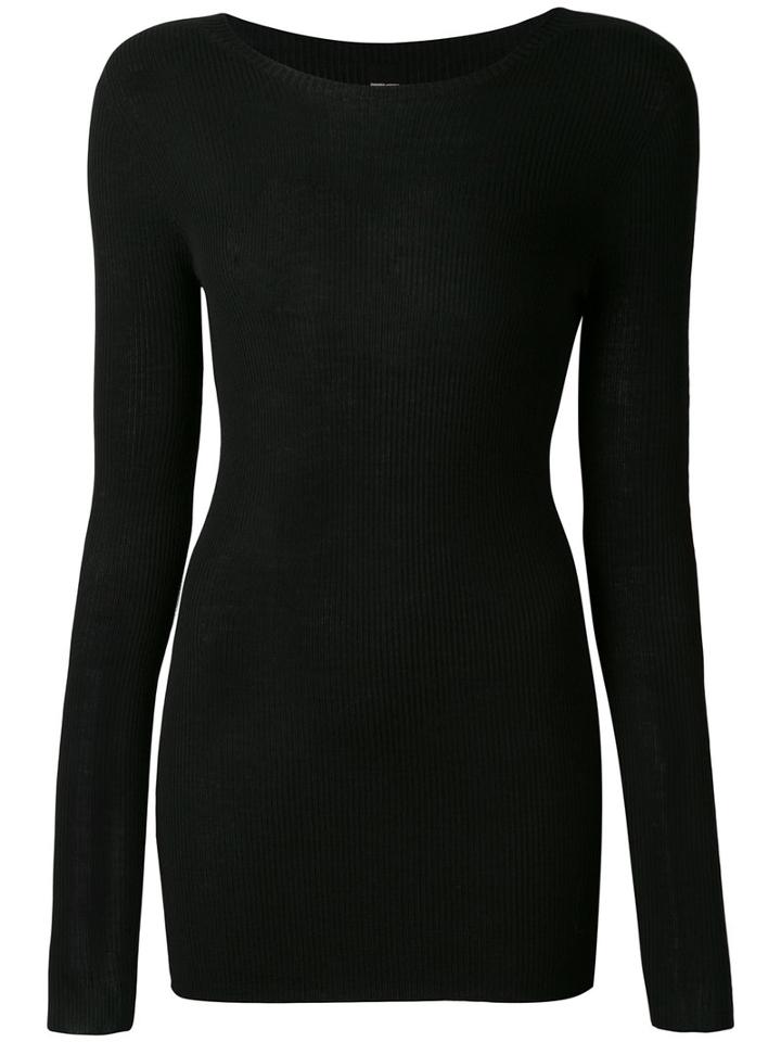 Rick Owens - Ribbed Jumper - Women - Wool - M, Black, Wool