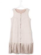 Monnalisa - Fringed Dress - Kids - Polyester/spandex/elastane - 14 Yrs, Nude/neutrals