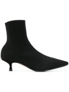 Anna F. Pointed Ankle Boots - Black