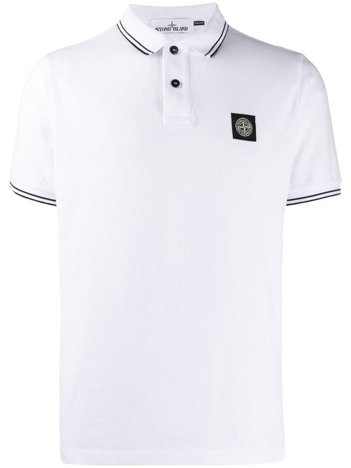 Stone Island Logo Print Polo Shirt - White