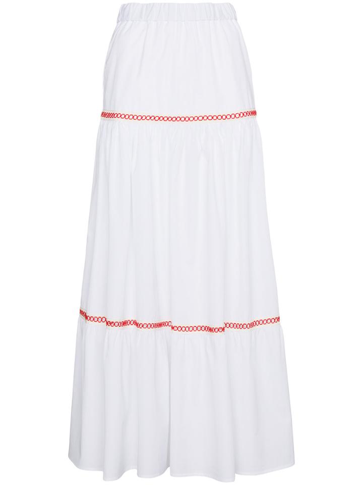 Jour/né Maxi Tiered Skirt With Embroidery - White