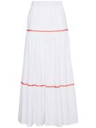 Jour/né Maxi Tiered Skirt With Embroidery - White