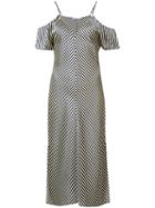 Alexander Wang Cold Shoulder Stripe Dress, Women's, Size: 8, Black, Silk