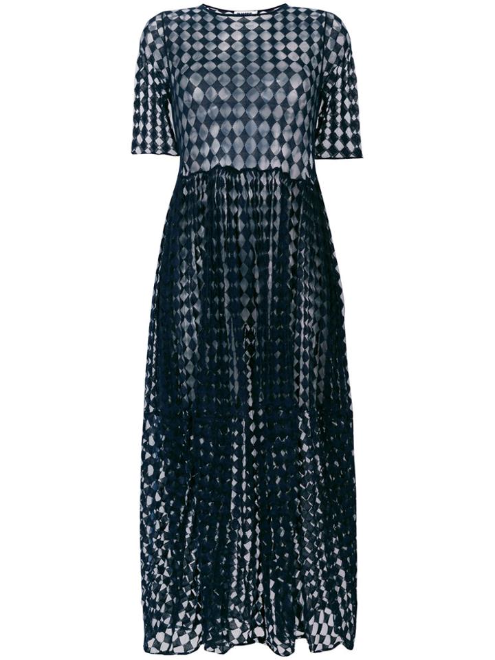 Jil Sander Sheer Layered Ruched Waist Dress - Blue