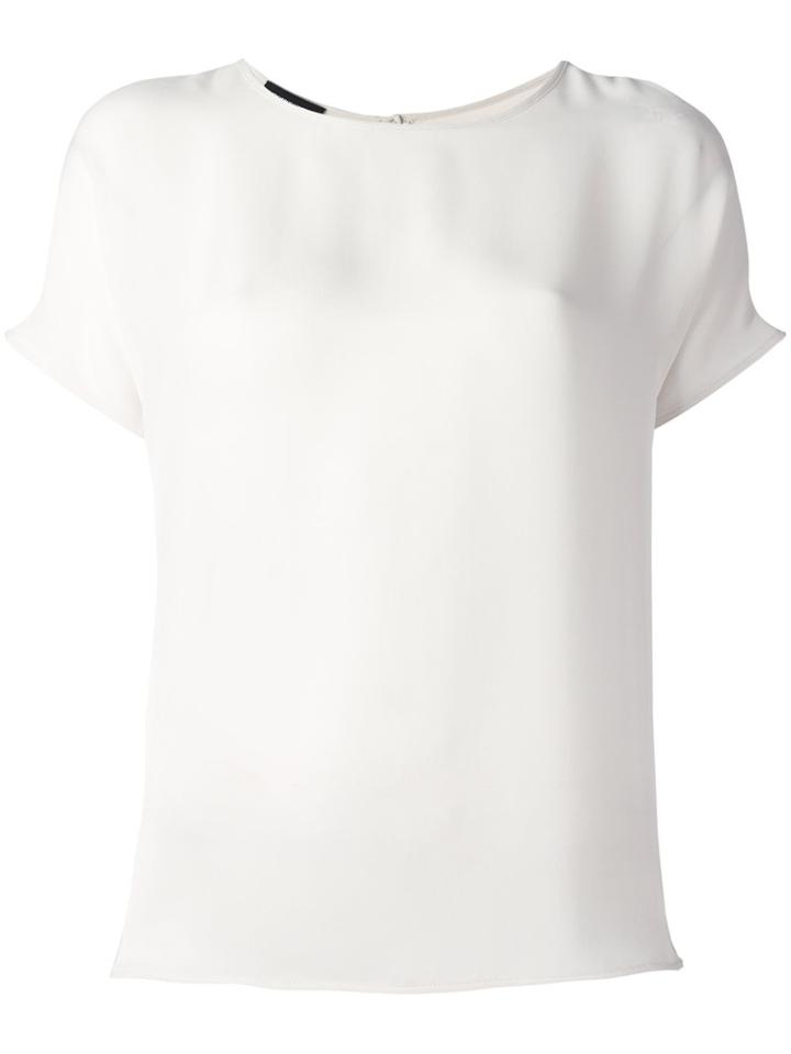 Emporio Armani Plain T-shirt, Women's, Size: 48, White, Silk