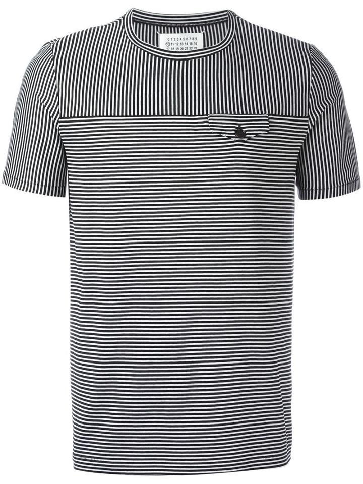 Maison Margiela Contrast Stripe T-shirt, Men's, Size: 50, Black, Cotton
