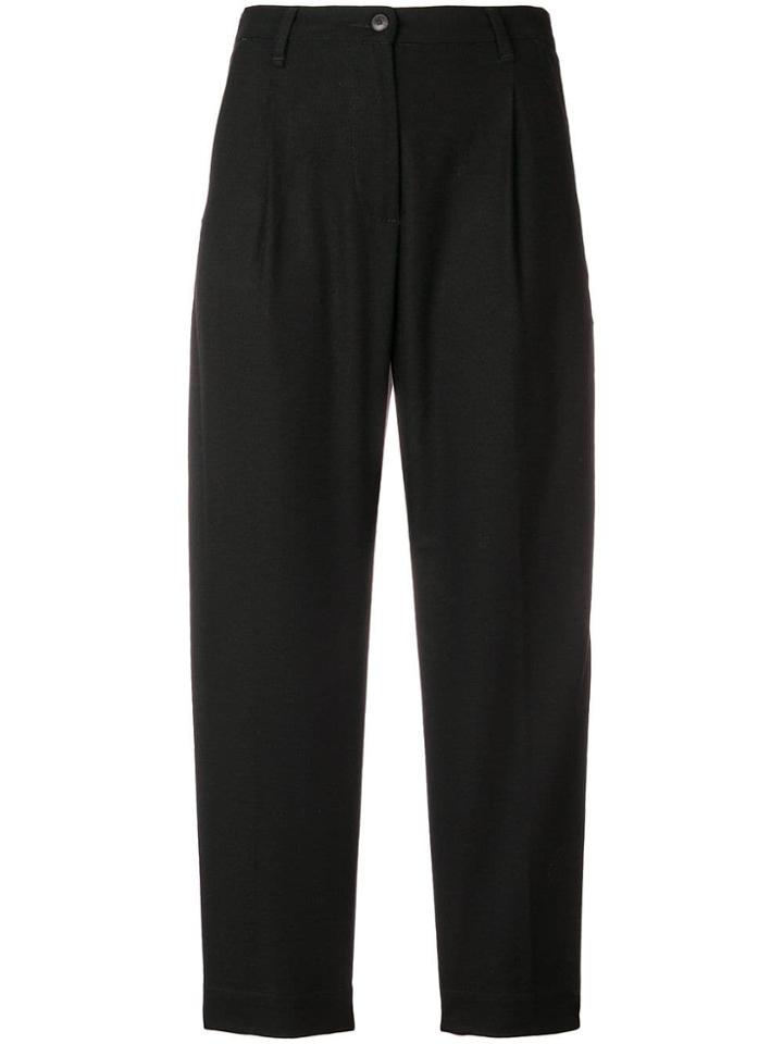 White Sand Side Stripe Cropped Trousers - Black