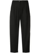 White Sand Side Stripe Cropped Trousers - Black