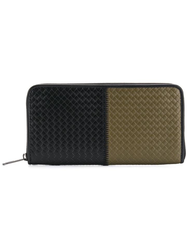 Bottega Veneta Intreccio Weave Two-tone Wallet - Black