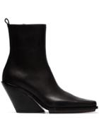 Ann Demeulemeester Black 100 Leather Wedge Ankle Boots