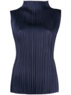 Pleats Please Issey Miyake Sleeveless Pleated Top - Blue