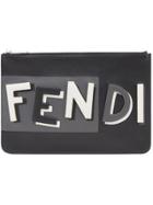 Fendi Logo Inlay Zip Pouch - Black