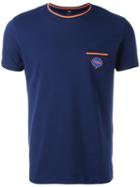 Fendi Striped Trim T-shirt, Men's, Size: 48, Blue, Cotton