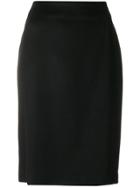 Incentive! Cashmere Fitted Pencil Skirt - Black