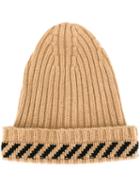 Off-white Ribbed Striped Beanie