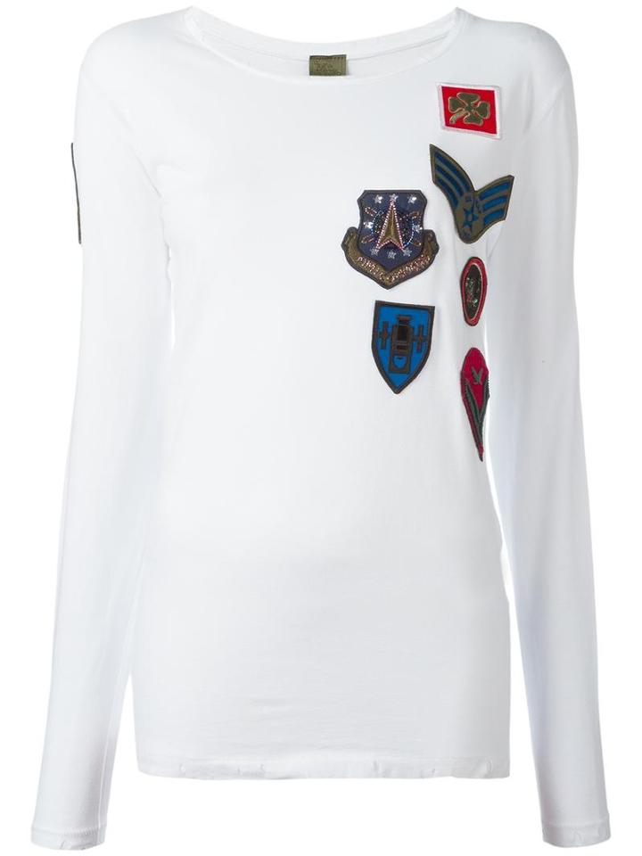 Mr & Mrs Italy Patch Embellished T-shirt, Women's, Size: Xs, White, Cotton/viscose/polyester/glass