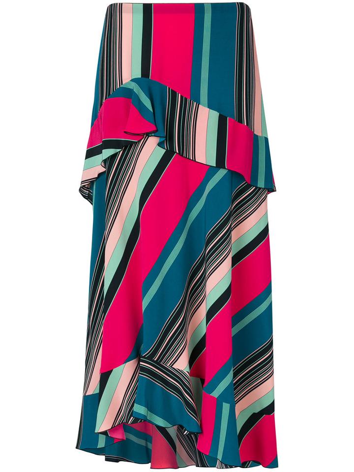 Etro - Striped A-line Skirt - Women - Silk - 42, Blue, Silk
