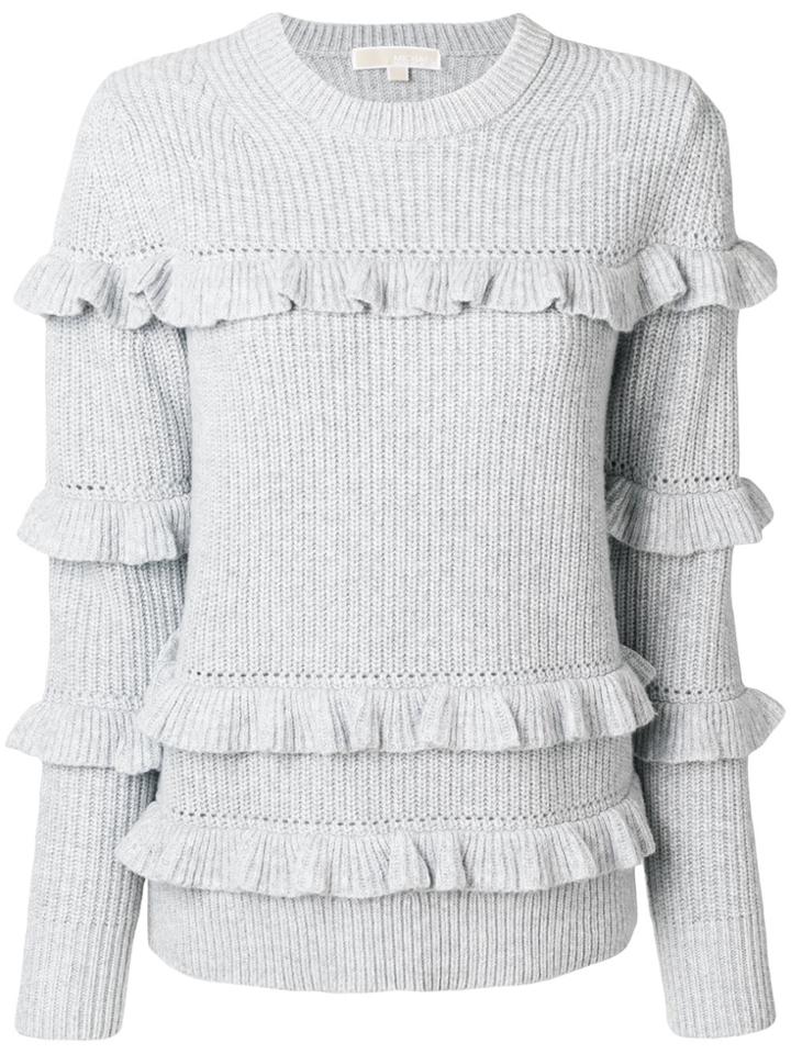 Michael Michael Kors Ribbed Frill Trim Jumper - Grey