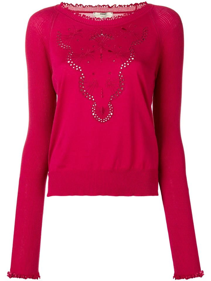 Fendi Eyelet Detail Sweater - Pink & Purple