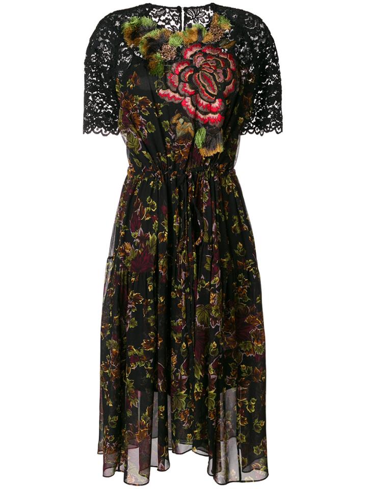 Antonio Marras Floral Embroidered Dress - Black