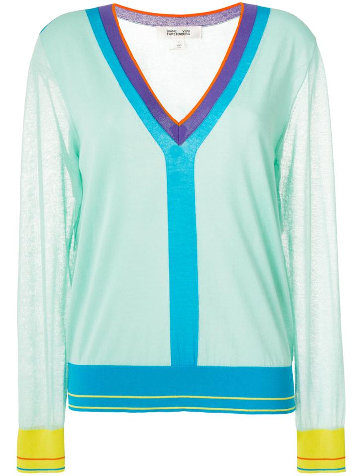 Dvf Diane Von Furstenberg Colour-block Jumper - Green