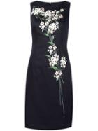Carolina Herrera Floral Print Classic Dress, Women's, Size: 4, Nude/neutrals, Cotton
