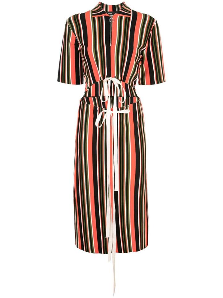 Proenza Schouler Striped Knit Cut Out Dress - Yellow