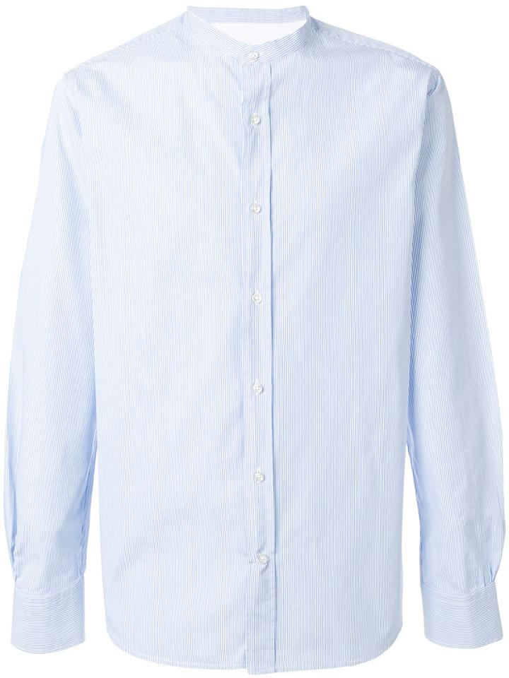 Officine Generale Striped Band-collar Shirt - Blue