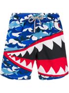 Mc2 Saint Barth Army Shark Swim Shorts - Blue