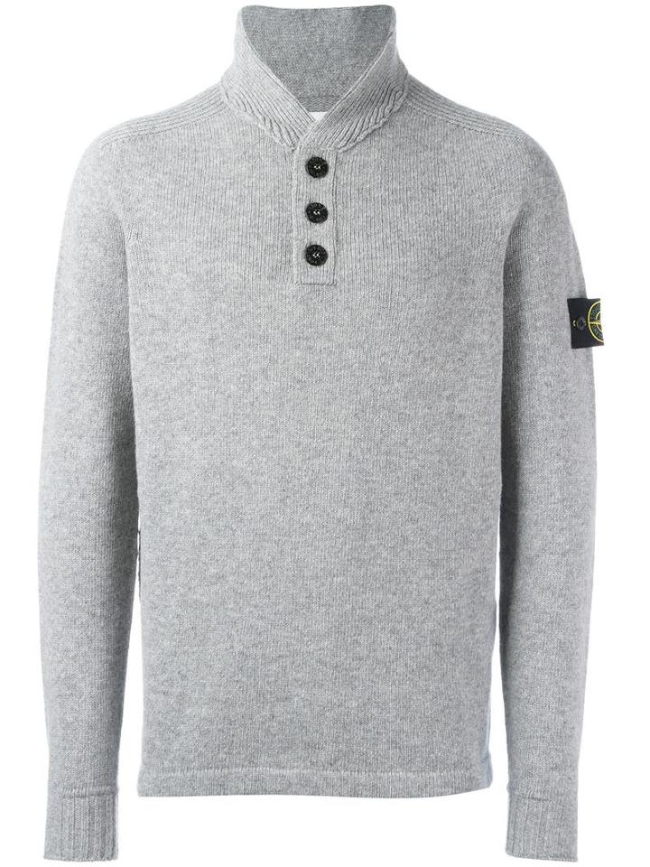 Stone Island Buttoned Neck Jumper, Men's, Size: Xxl, Grey, Polyamide/wool
