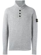 Stone Island Buttoned Neck Jumper, Men's, Size: Xxl, Grey, Polyamide/wool