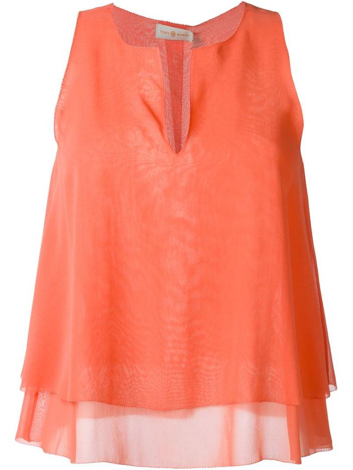 Tory Burch 'alexandra' Draped Sleeveless Tank, Women's, Size: 6, Yellow/orange, Silk