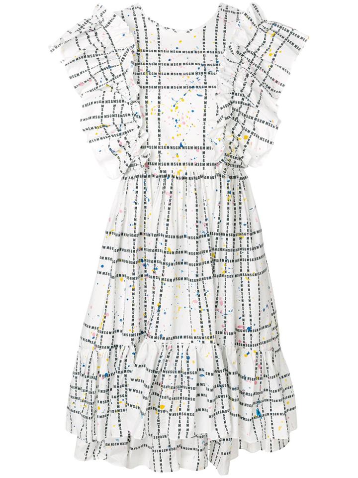 Msgm Checked Design Dress - White