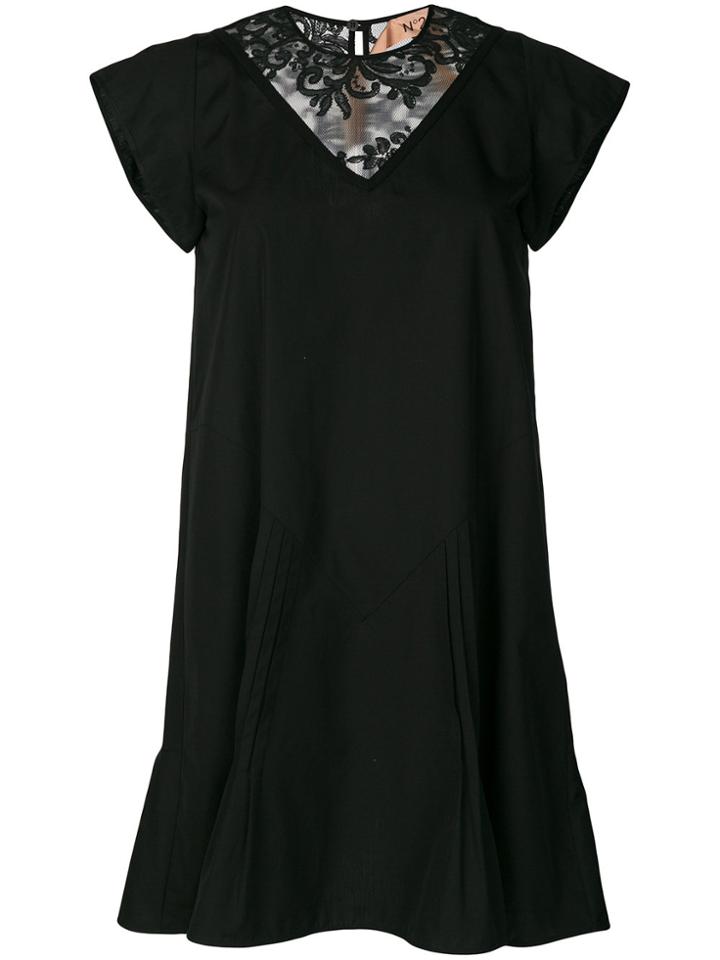 No21 Lace Insert Dress - Black
